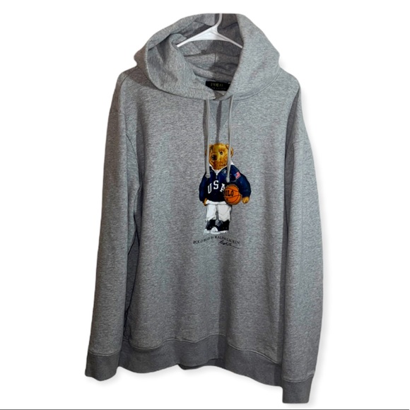 Polo by Ralph Lauren | Shirts | Mens Sz Xl Polo Ralph Lauren Polo  Basketball Bear Grey Hoodie Sweatshirt | Poshmark